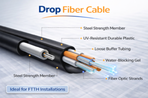 Drop fiber cable structure used in FTTH installation