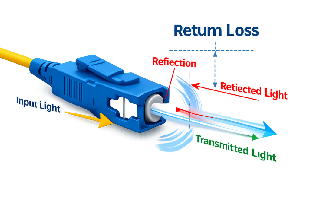 Fiber connector reflection and return loss illustration