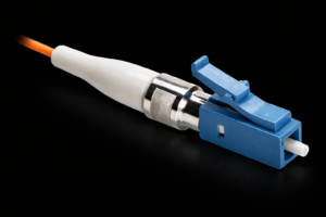 LC Fiber Optic Connector isolated on black background