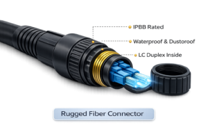Rugged fiber optic connector for outdoor industrial networks